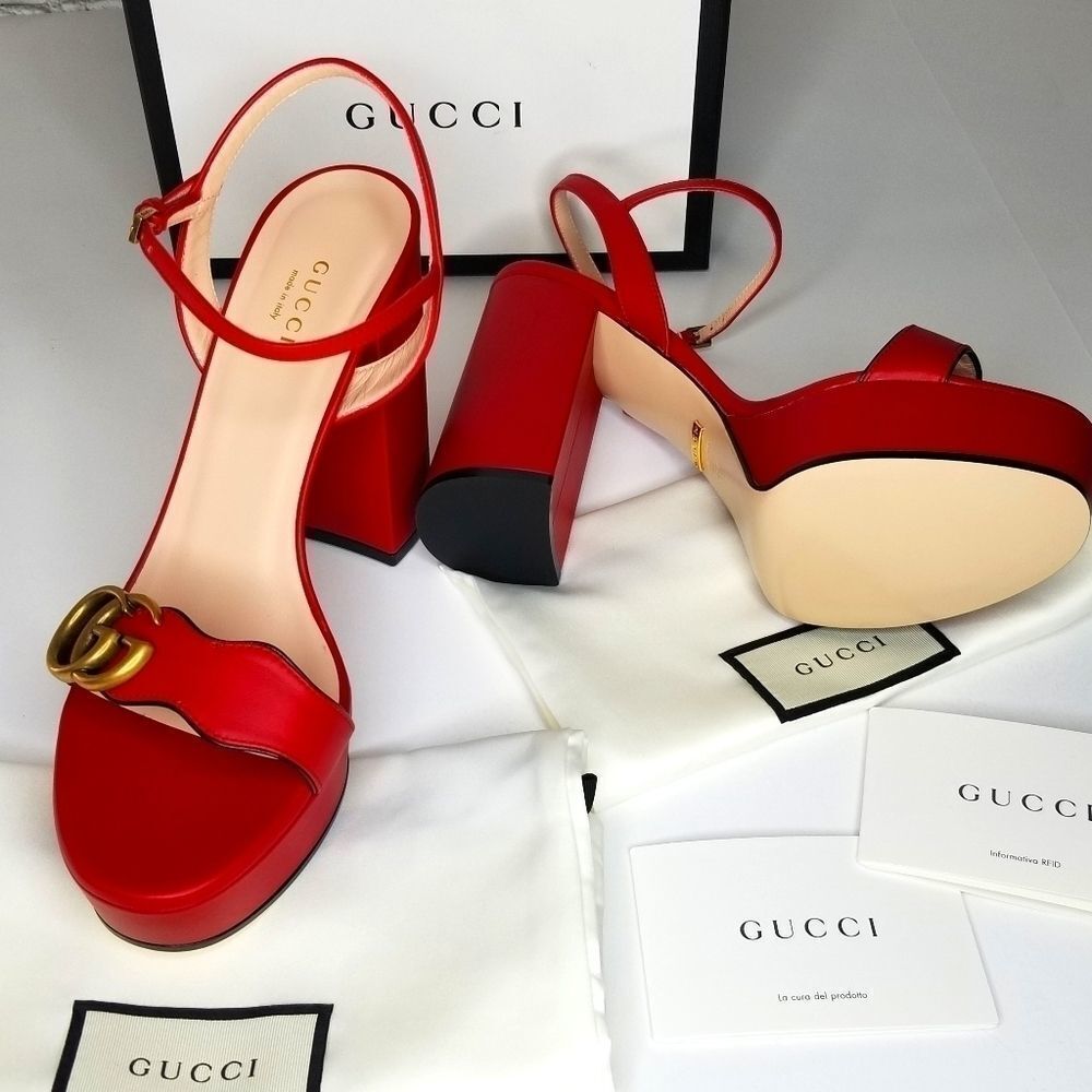 Gucci Blood Red GG Heel Shoes - Picture 3 of 12